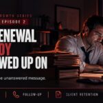 Insurance agent alone at his desk at night, cover of The Renewal Nobody Followed Up On